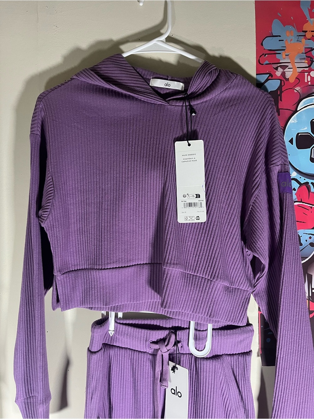 Alo Women's Ribbed Cropped Hoodie & pants